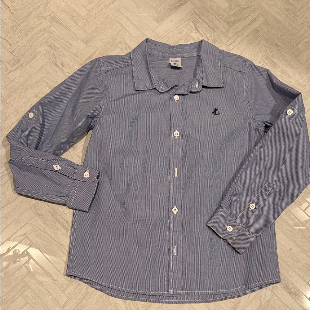 Petit Bateau Boys Light Blue Long-Sleeve Button Shirt, size 8